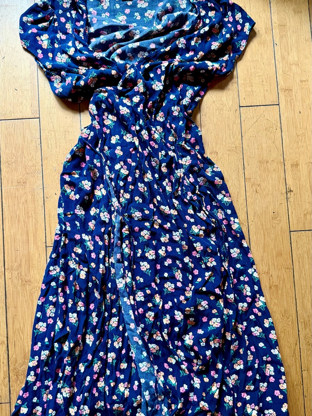 GAP Floral Navy Maxi Dress with Pink & White Flowers